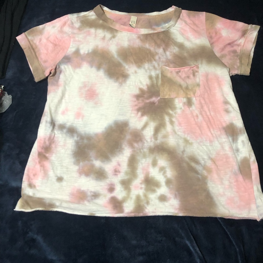 Flamingo Urban Women's Oversized Tie Dye T-Shirt Pink Tan